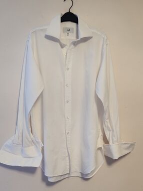 Dunhill London Men's Classic White Textured Cotton  Button-Up Shirt Size 16.5 R
